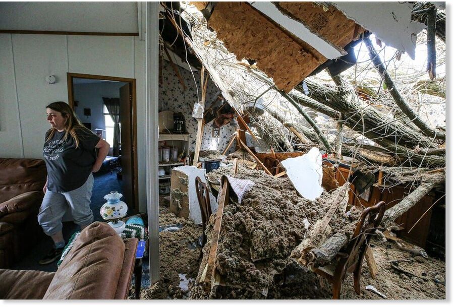 Click to enlarge Jessie Perez, and her aunt, Rebecca Aldridge, hid in a closet when a tornado came through Milton, Kentucky, on Thursday, March 14, 2024.