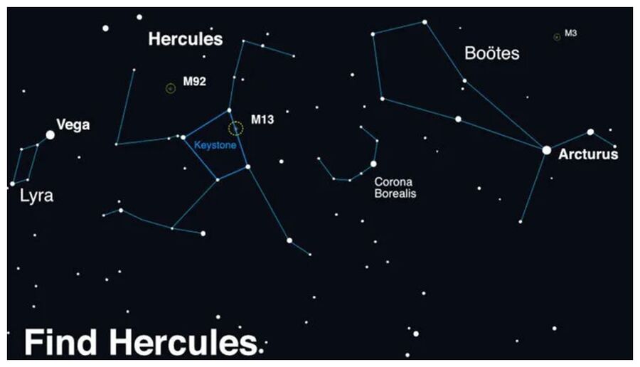 Click to enlarge C-shaped Corona Borealis constellation
