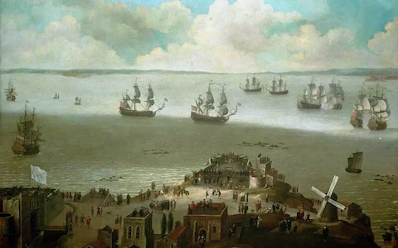 Click to enlarge HMS Tyger sea battle Schakerloo Cadiz painting