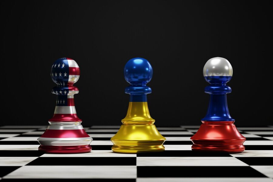 russia ukraine usa pawns chess pieces graphic