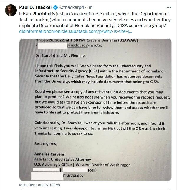 kate starbird CISA censorship social media