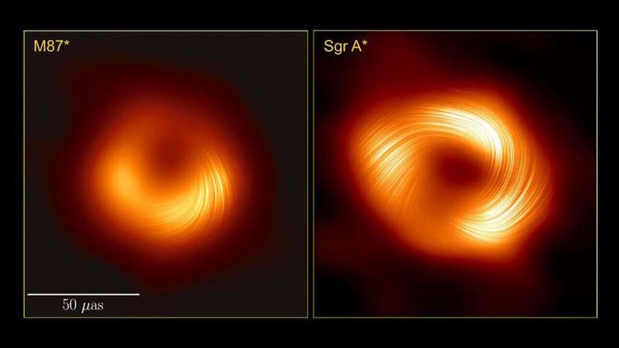Click to enlarge magnetic lines black hole polarized light