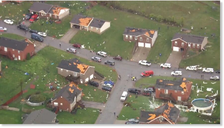 Click to enlarge Widespread storm damage is seen in Jeffersonville,