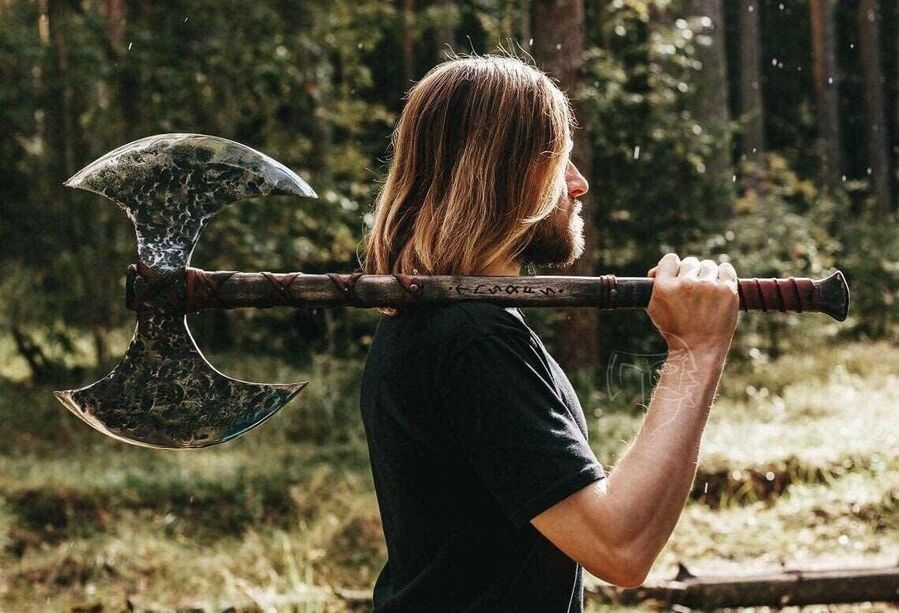 Click to enlarge man with battle ax