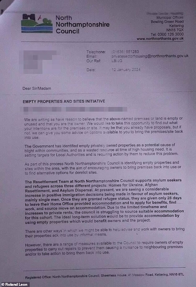 Click to enlarge council letter britain sell house migrants