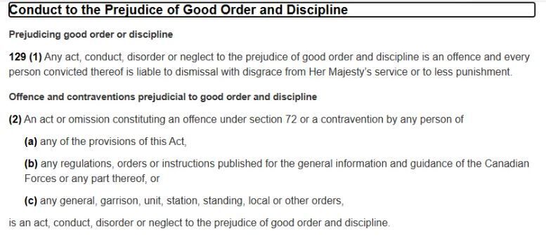 Click to enlarge Conduct to the Prejudice of Good Order of Discipline