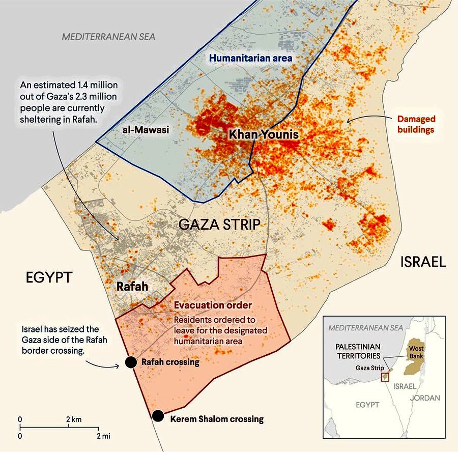 Click to enlarge rafah crossing evacuation al mawasi gaza idf