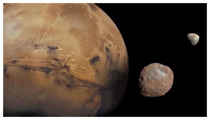 Click to enlarge Phobos and Deimos