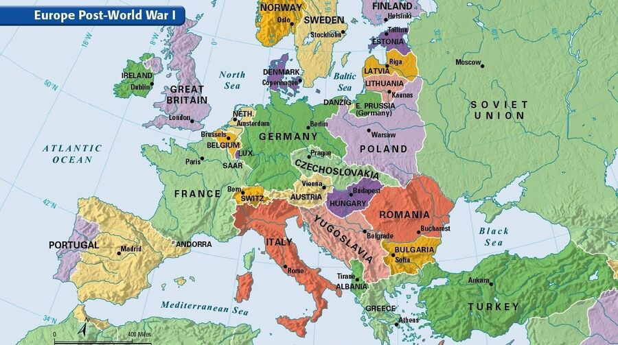 Map of Europe post WWI