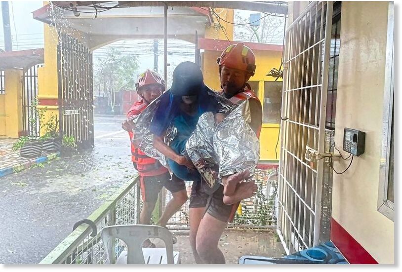 Philippines’ most populous island on Sunday, dumping heavy rain and causing floods that forced more than 8,000 people to flee their homes.