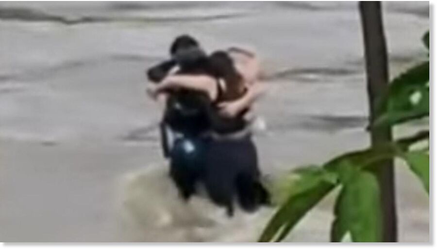 Three friends seen in 'final embrace'