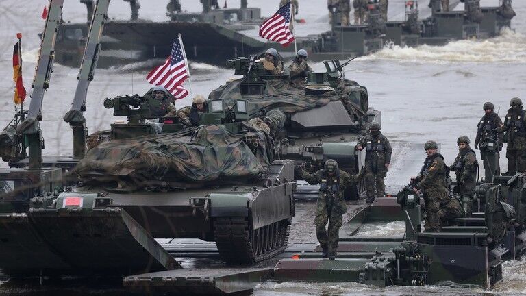M1A2 Abrams main battle tanks of the US Army during NATO training in Poland