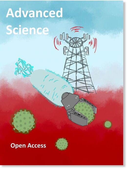 Click to enlarge Artist’s interpretation of cover art for Advanced Science journal.