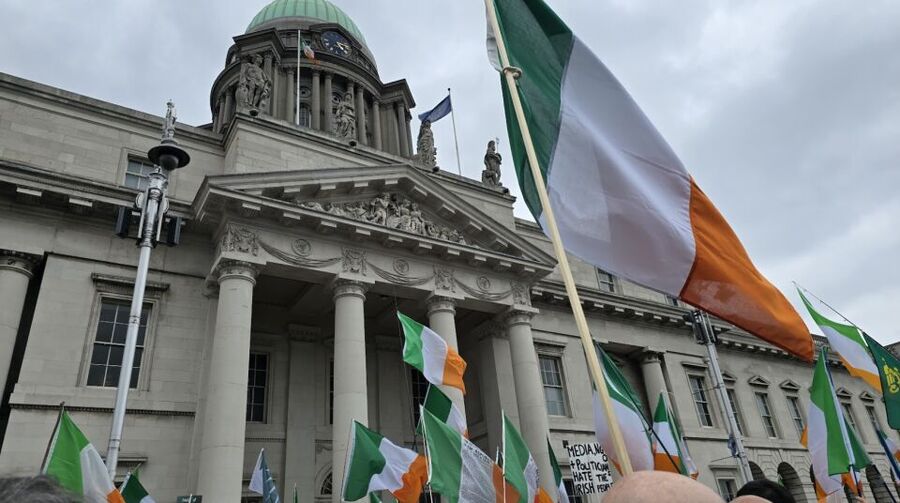 Ireland, Irish flags, Custom House, Dublin, Ireland