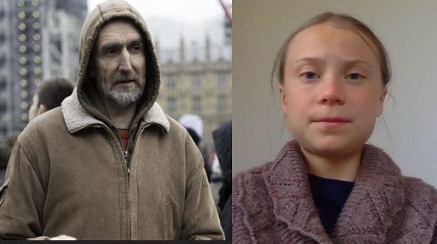 Click to enlarge Roger Hallam, founder of Extinction Rebellion and Greta Thunberg