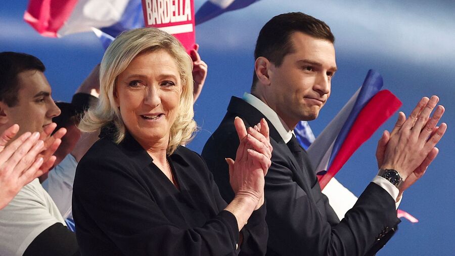 Click to enlarge Marine Le Pen's National Rally snap election