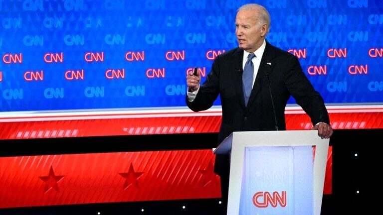 Click to enlarge Joe Biden during his presidential debate with Donald Trump in Atlanta, Georgia.