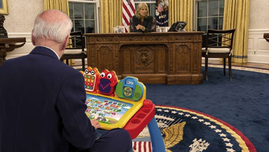 Click to enlarge Biden toy desk jill biden oval office satire
