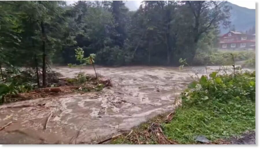 Flash flood in the High Tatras, Slovakia.