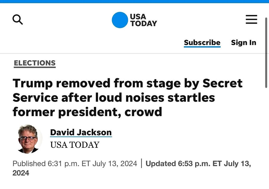 Click to enlarge USA Today downplay trump shooting