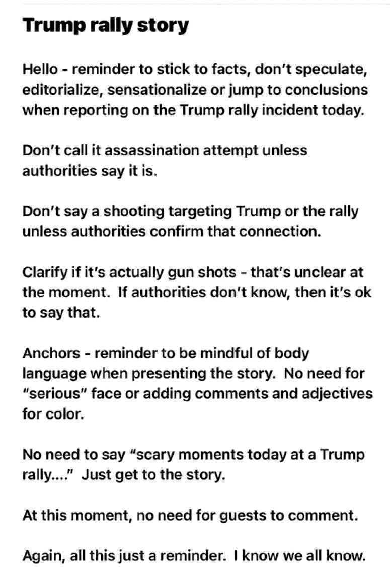 Click to enlarge guidelines media downplay trump shooting