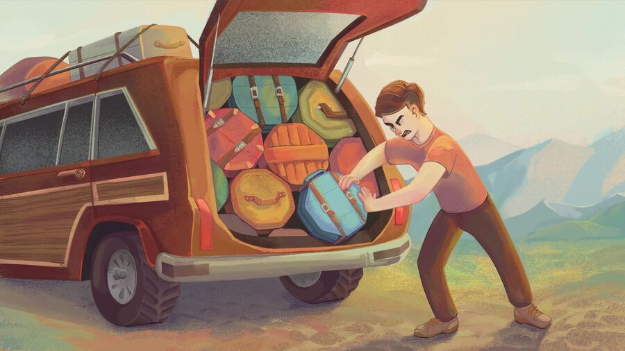 packing luggage car trunk