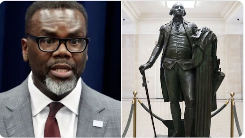Chicago Mayor Brandon statue george washington city hall removal