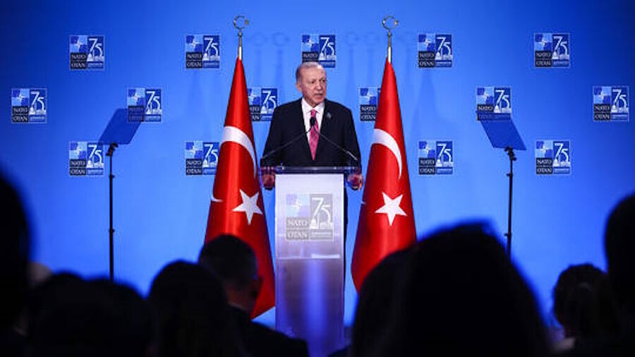 Click to enlarge erdogan nato 75 summit meeting