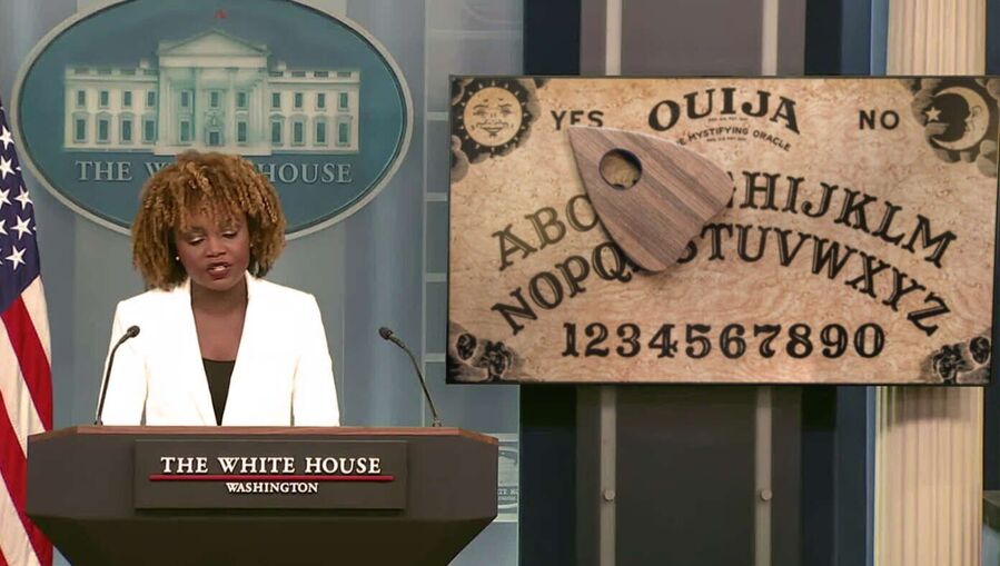 Karine Jean-Pierre ouiji board biden satire