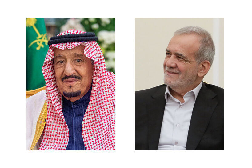 Saudi Arabia's King Salman bin Abdulaziz Al Saud  Iranian President Masoud Pezeshkian