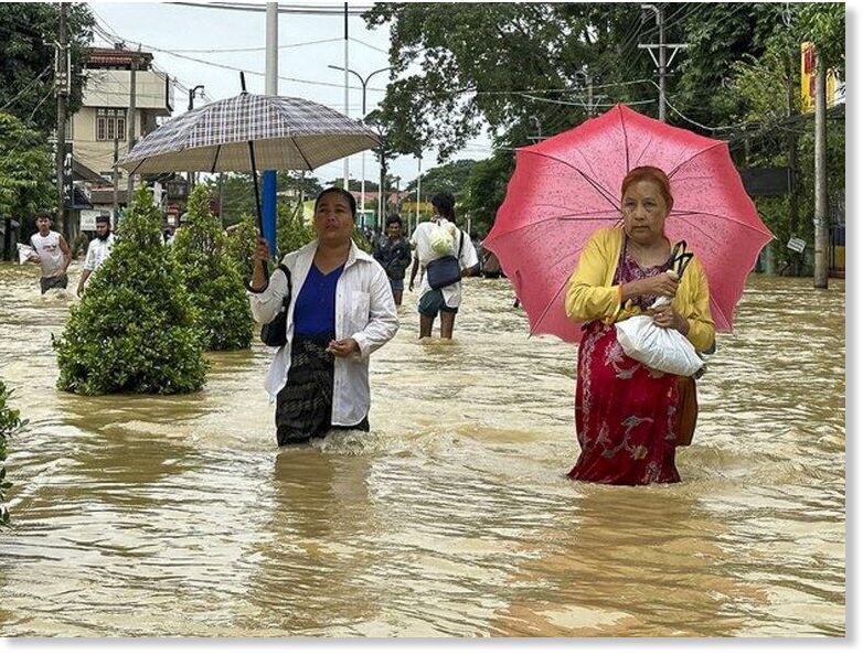 Flooding in Bago City, Myanmar, July 29, 2024.