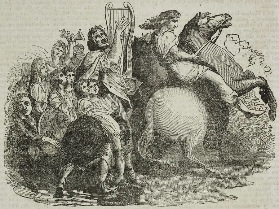 Click to enlarge ancient olympics poetry competition engraving