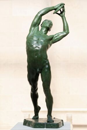 modern olympics arts winner statue discus