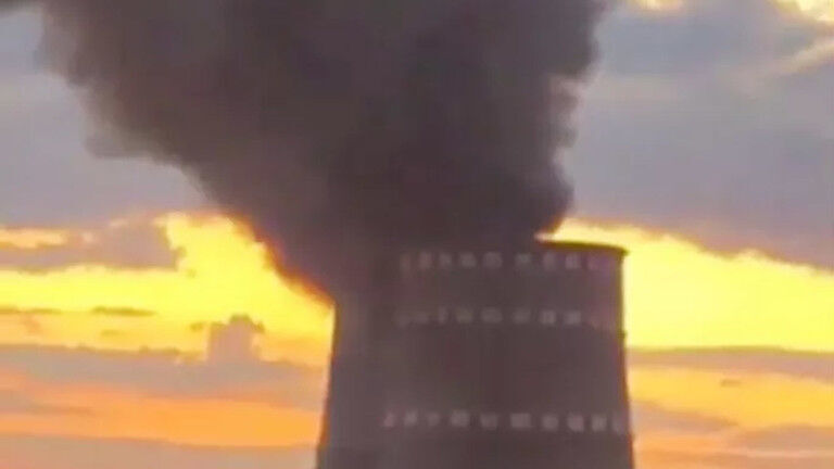 The fire at the cooling tower of the Zaporozhye Nuclear Power Plant, August 11, 2024