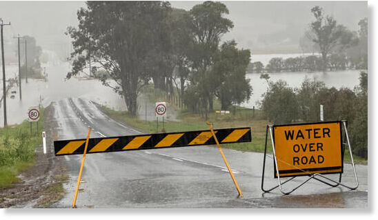 Water over Wyrallah Road on the NSW north coast.