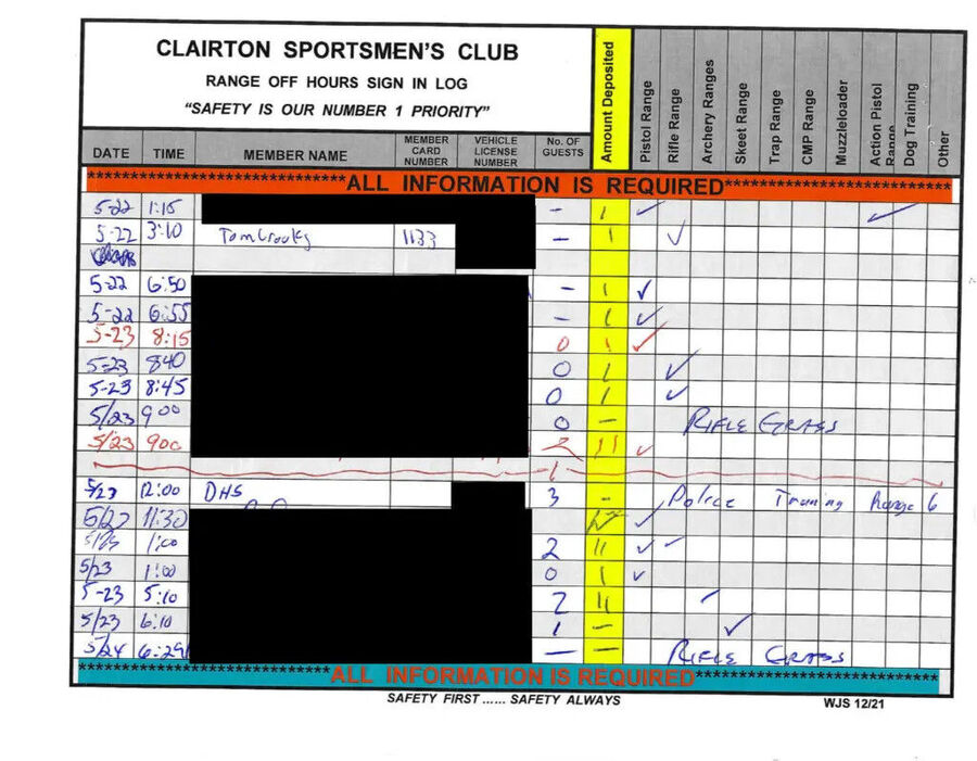 Clairton Sportsmen’s Club logbook