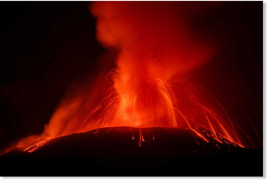 Lava rises from Mount Etna in Italy on Aug. 14.