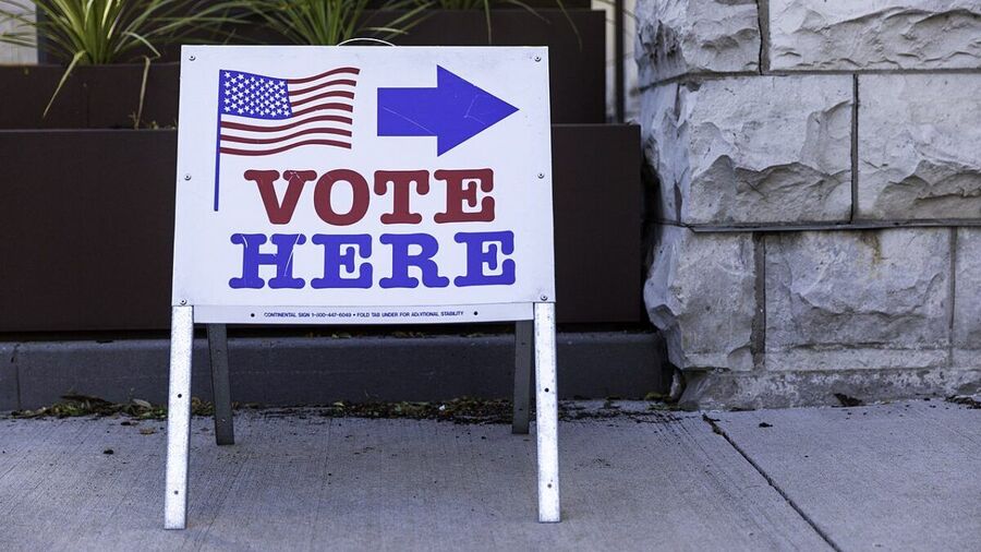 vote polling station sign