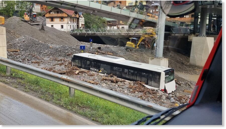 Severe flooding struck St Anton in Austria.