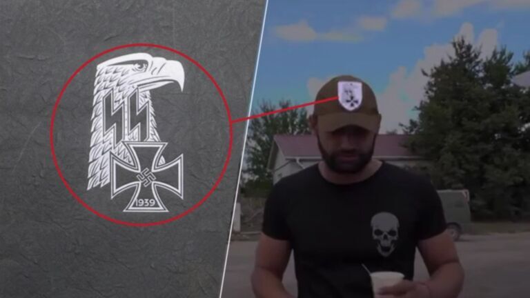 Click to enlarge Ukrainian soldier, Nazi insignia