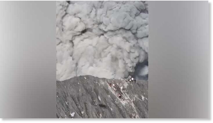 Dozens of climbers near the crater of Mount Dukono volcano near were seen running for their lives when the mountain suddenly erupted in Halmahera Regency, North Maluku, Indonesia.