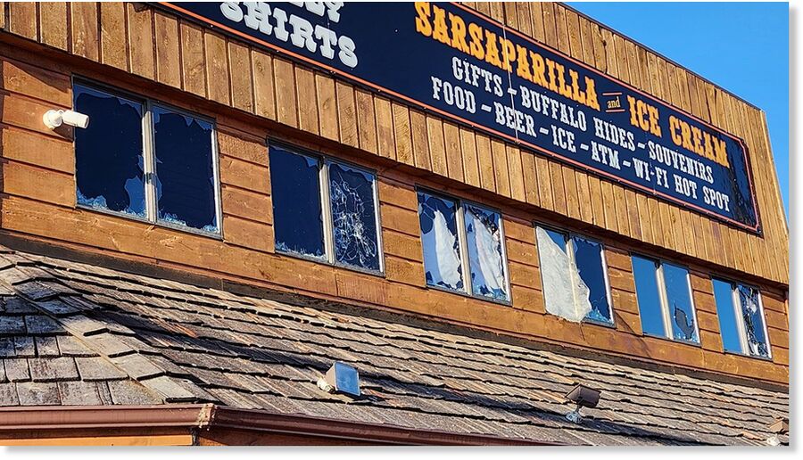 Click to enlarge Here's a look at the damage after the storm outside Devils Tower Trading Post on Monday.