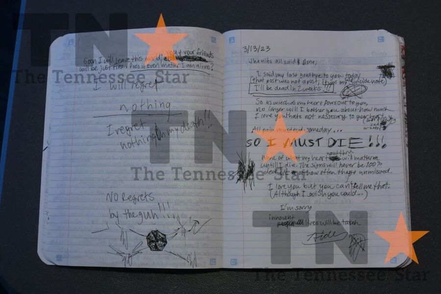 Click to enlarge covenant killer journal, Audrey Elizabeth Hale, covenant killer manifesto
