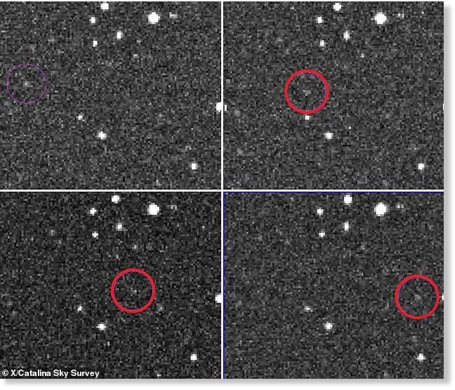 Click to enlarge The asteroid (pictured) was spotted eight hours before it's due to hit Earth, making it the ninth time an object has been accurately discovered before it entered the atmosphere