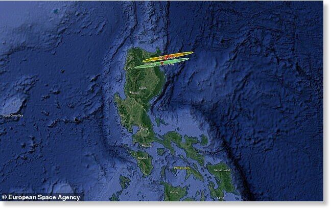 Click to enlarge The asteroid struck to the east of the Philippines on Wednesday at about 12:45 EST