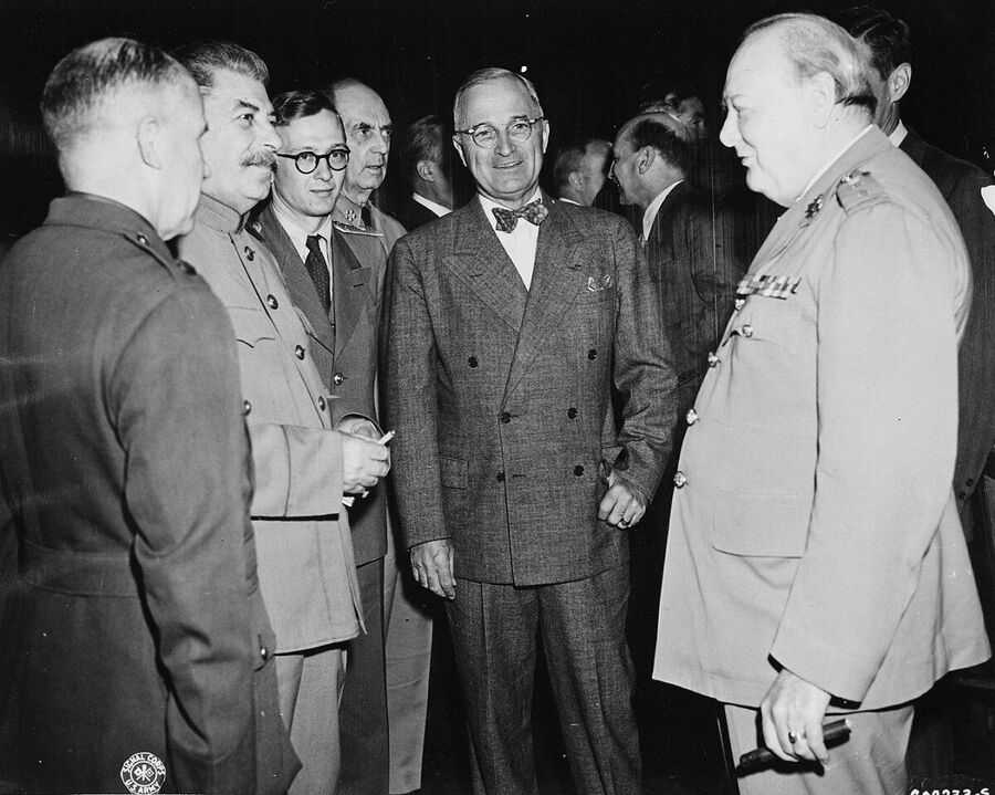 Click to enlarge Josef Stalin, Harry S Truman and Winston Churchill in Potsdam
