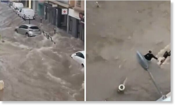 Cannes flooding: Cars swept away