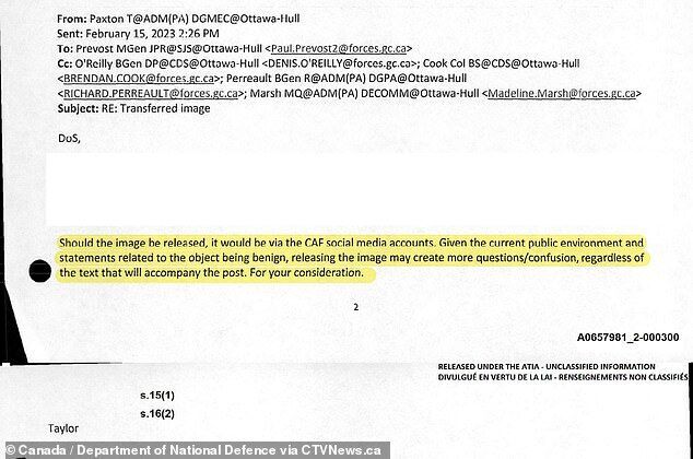 Click to enlarge letter ufo image canada shootdown