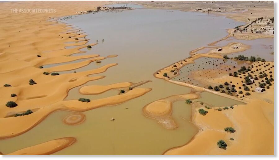 Click to enlarge Rare flooding in the Sahara Desert in Morocco