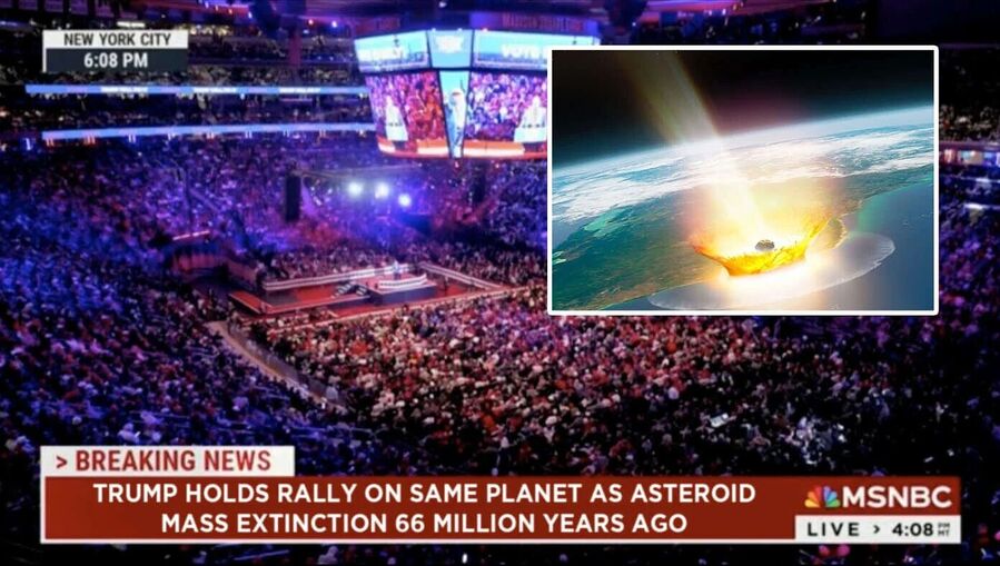 trump rally asteroid satire